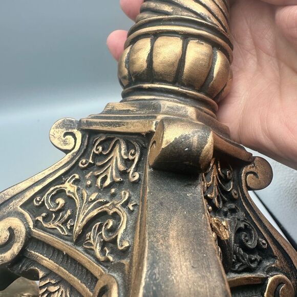 Primitive candlestick with lace dollie, 2 ceramic quail decor - Picture 8 of 15